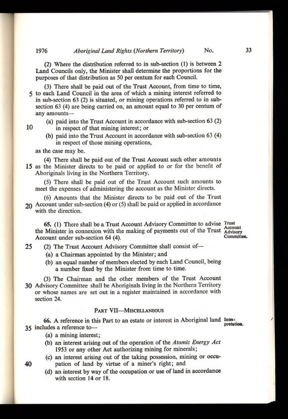 Aboriginal Land Rights (Northern Territory) Act 1976 (Cth), p33
