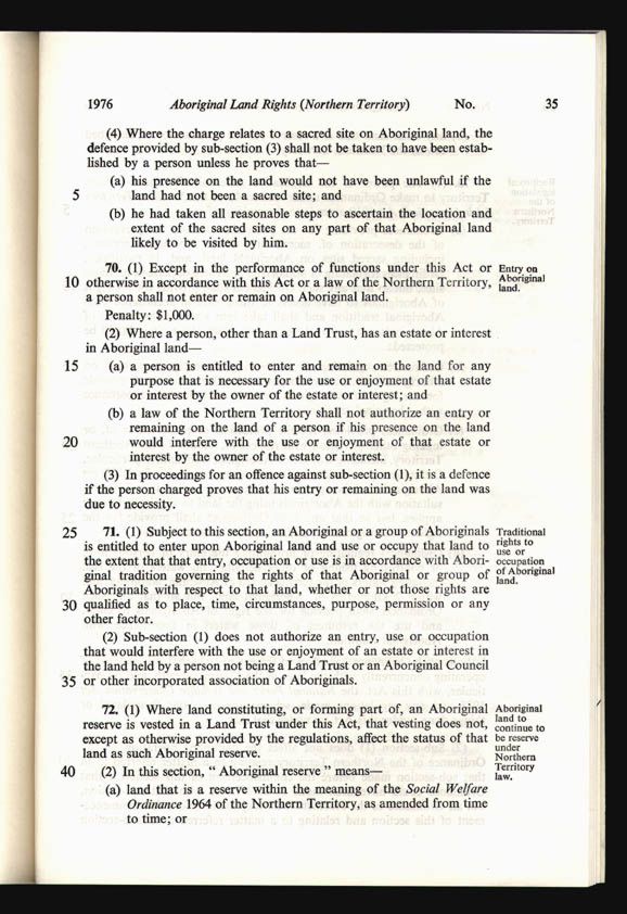 Aboriginal Land Rights (Northern Territory) Act 1976 (Cth), p35