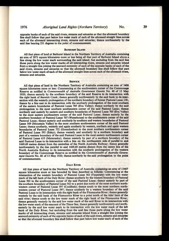 Aboriginal Land Rights (Northern Territory) Act 1976 (Cth), p39