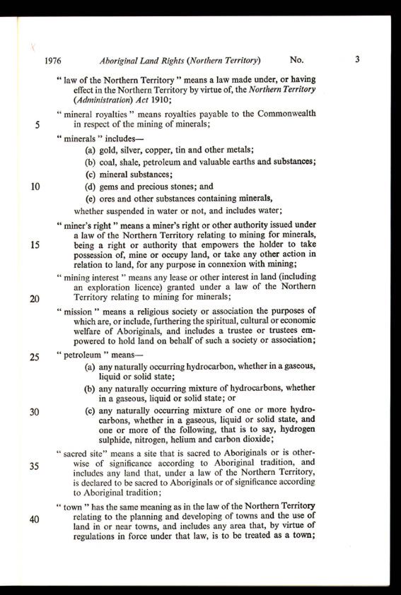 Aboriginal Land Rights (Northern Territory) Act 1976 (Cth), p3
