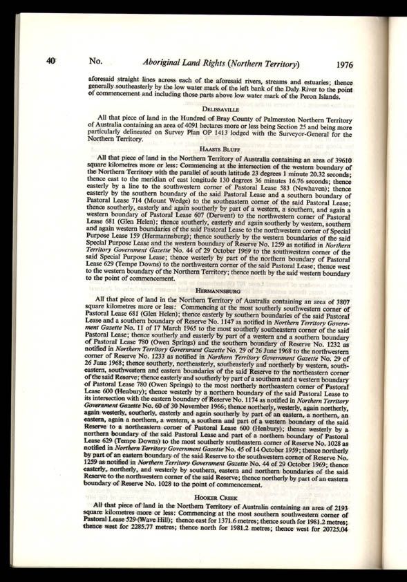 Aboriginal Land Rights (Northern Territory) Act 1976 (Cth), p40