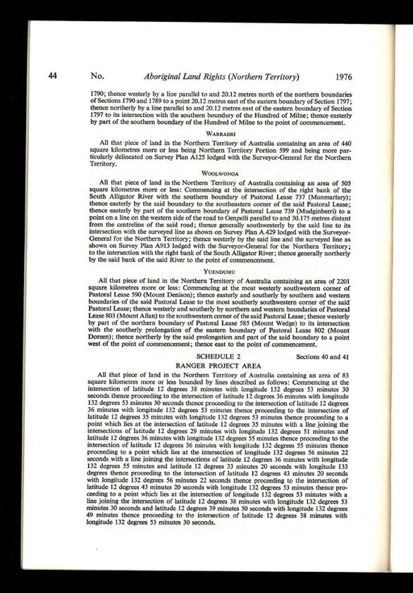 Aboriginal Land Rights (Northern Territory) Act 1976 (Cth), p44