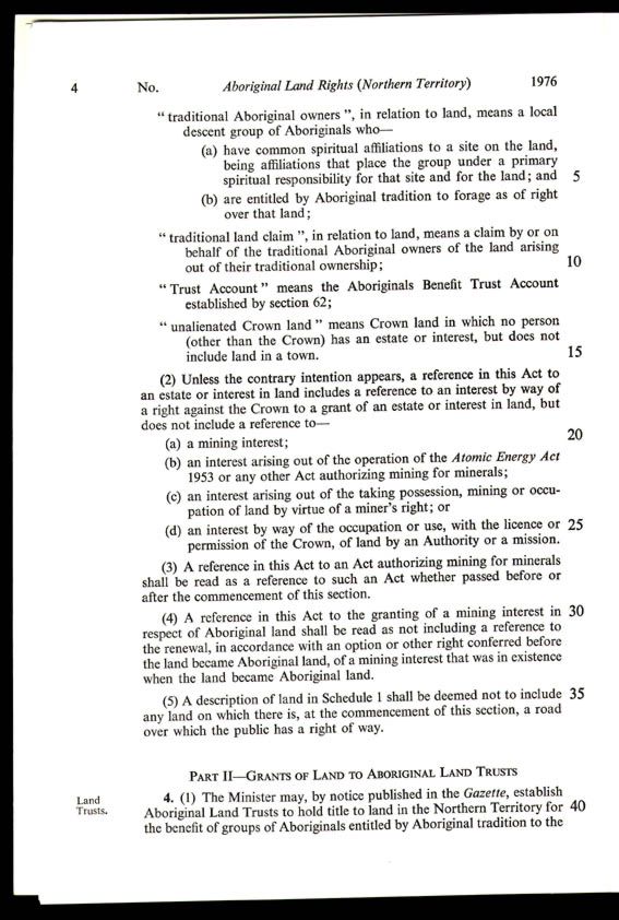 Aboriginal Land Rights (Northern Territory) Act 1976 (Cth), p4