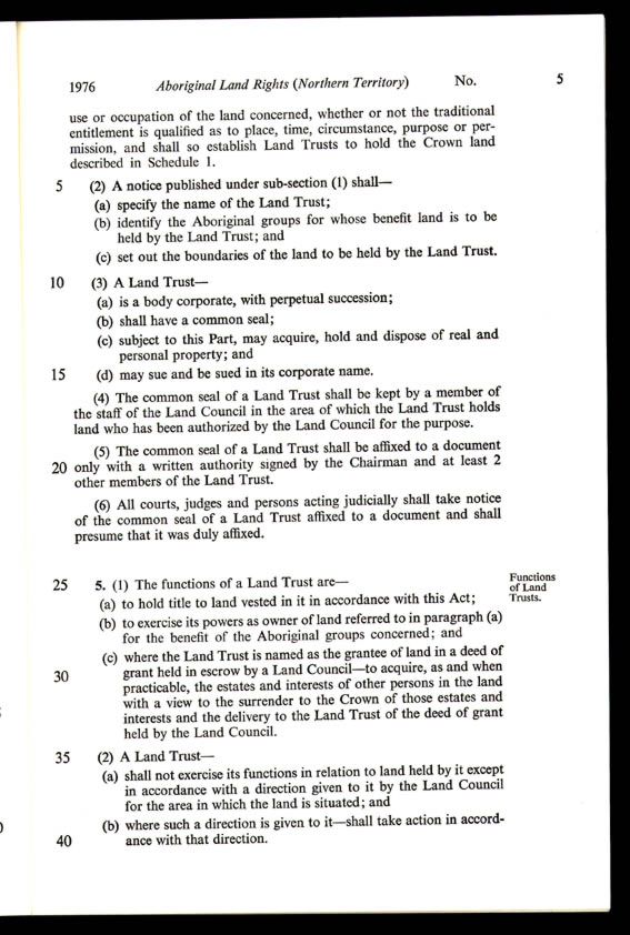 Aboriginal Land Rights (Northern Territory) Act 1976 (Cth), p5