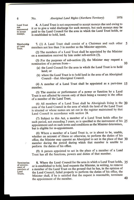 Aboriginal Land Rights (Northern Territory) Act 1976 (Cth), p6