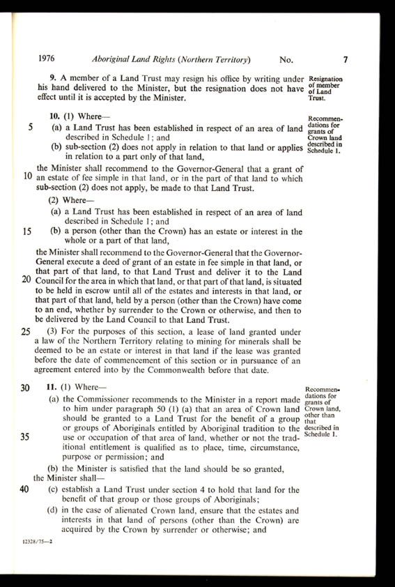 Aboriginal Land Rights (Northern Territory) Act 1976 (Cth), p7