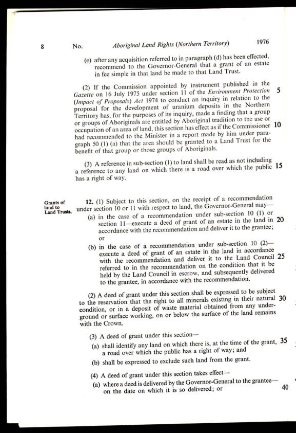 Aboriginal Land Rights (Northern Territory) Act 1976 (Cth), p8