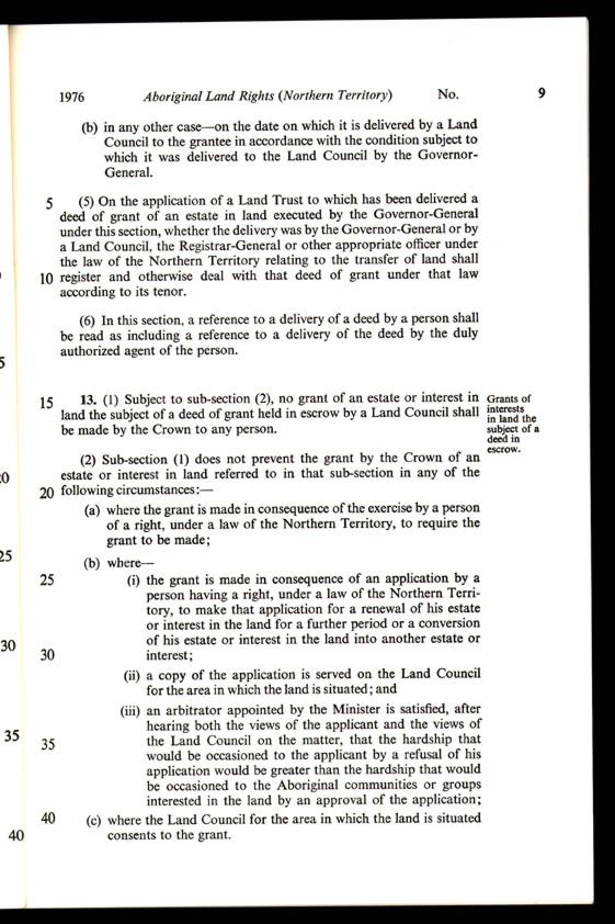 Aboriginal Land Rights (Northern Territory) Act 1976 (Cth), p9