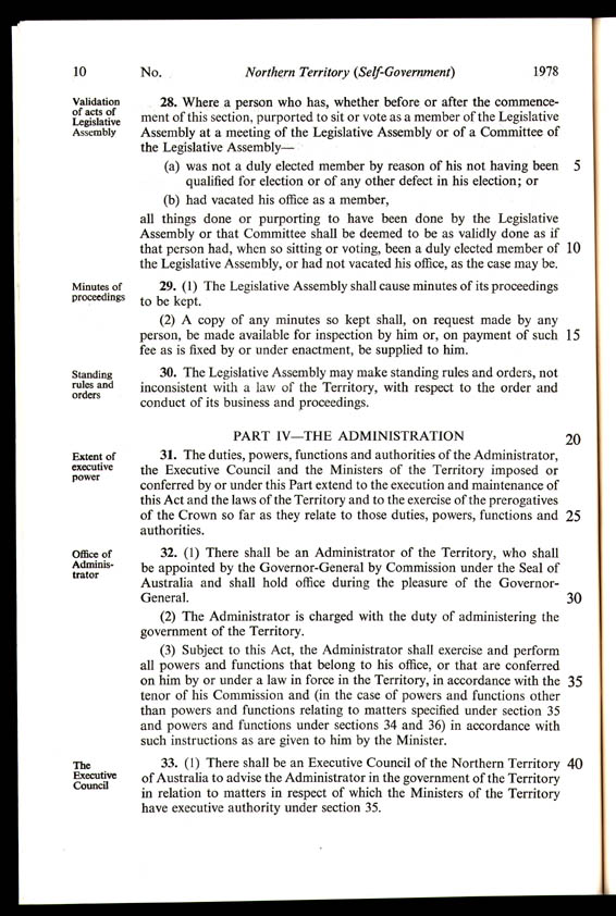 Northern Territory (Self-Government) Act 1978 (Cth), p10