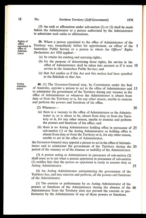 Northern Territory (Self-Government) Act 1978 (Cth), p12
