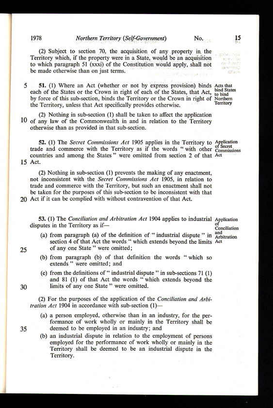 Northern Territory (Self-Government) Act 1978 (Cth), p15