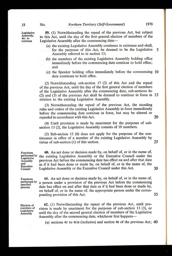 Northern Territory (Self-Government) Act 1978 (Cth), p18