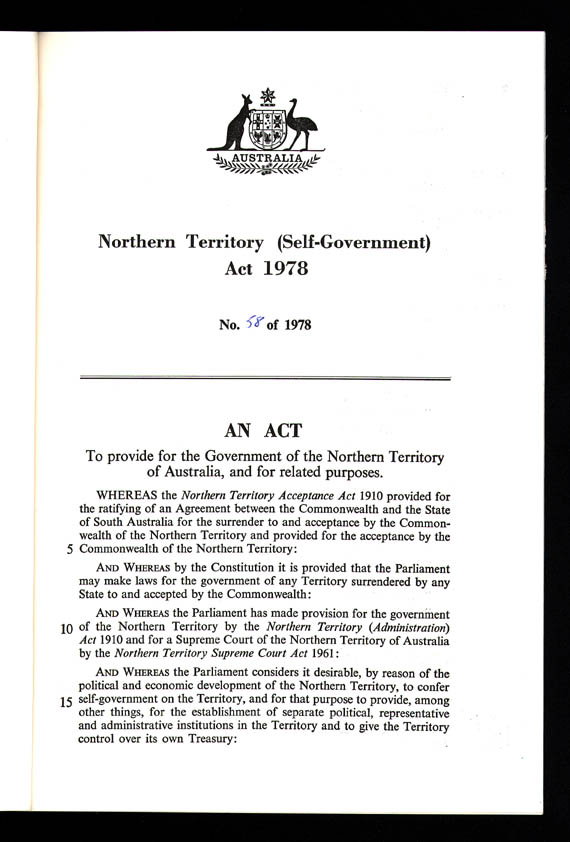 Northern Territory (Self-Government) Act 1978 (Cth), p1