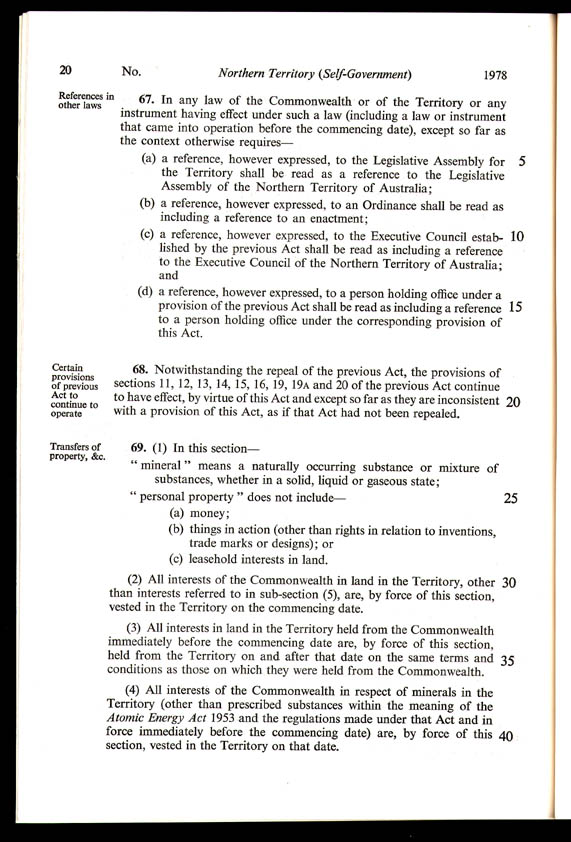 Northern Territory (Self-Government) Act 1978 (Cth), p20