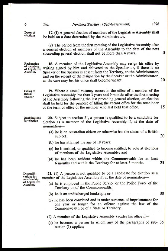 Northern Territory (Self-Government) Act 1978 (Cth), p6