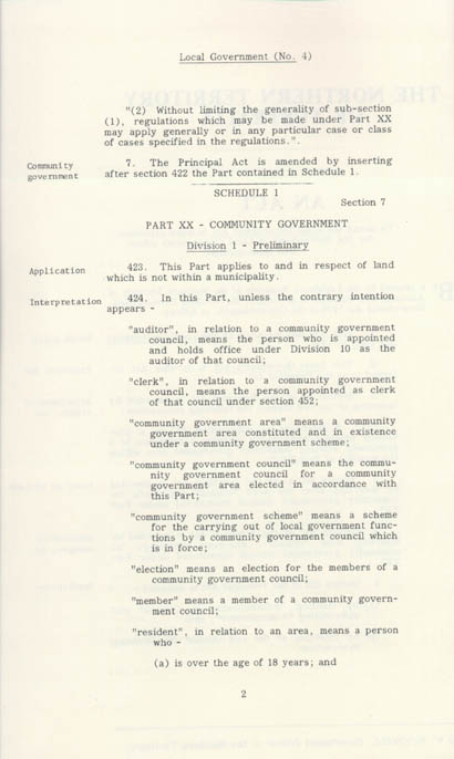 Local Government Act 1978 (NT), preliminary