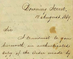 Detail of the handwritten cover letter attached to this 1859 document.