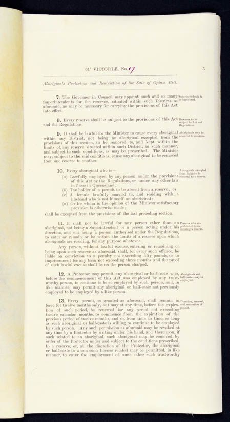 Aboriginals Protection and Restriction of the Sale of Opium Act 1897 (Qld), p3