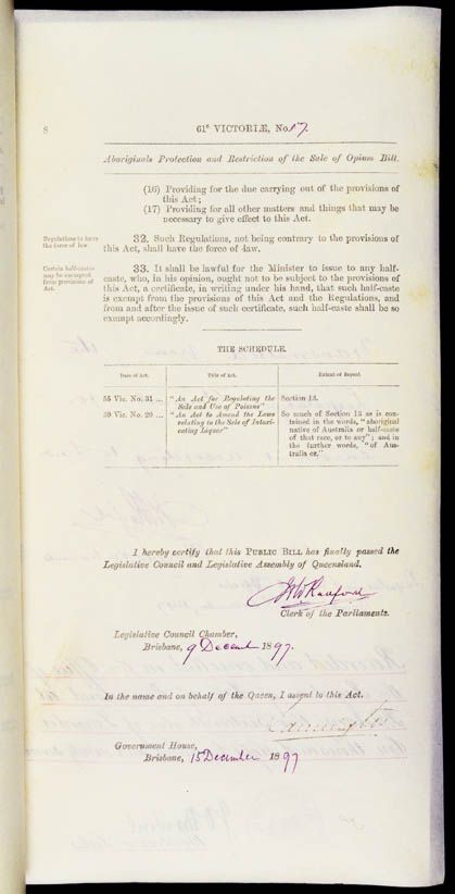 Aboriginals Protection and Restriction of the Sale of Opium Act 1897 (Qld), p8