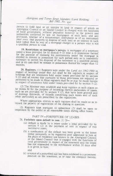 Aborigines and Torres Strait Islanders (Land Holding) Act 1985 (Qld), p11