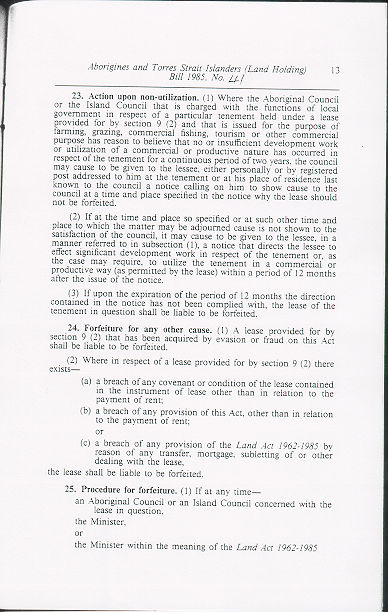 Aborigines and Torres Strait Islanders (Land Holding) Act 1985 (Qld), p13