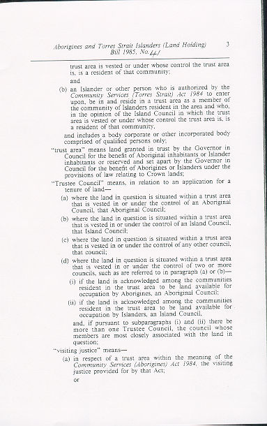 Aborigines and Torres Strait Islanders (Land Holding) Act 1985 (Qld), p3