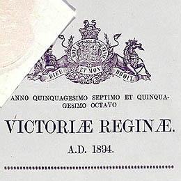 Detail from the title page showing the crest and part of the seal on the Constitution (Female Suffrage) Act 1895 (SA).