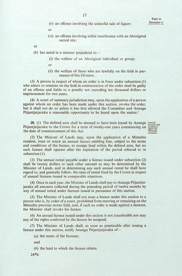 Pitjantjatjara Land Rights Act 1981 (SA), p17