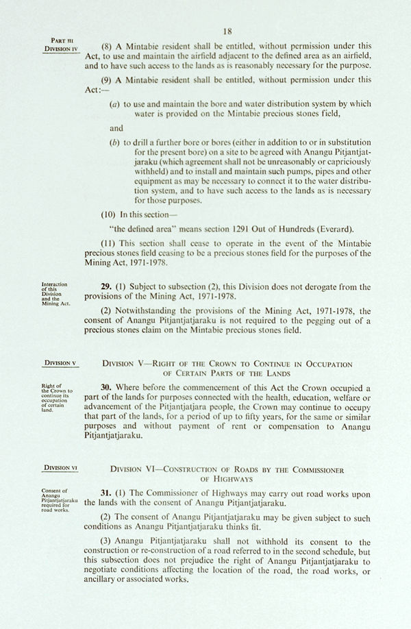 Pitjantjatjara Land Rights Act 1981 (SA), p18