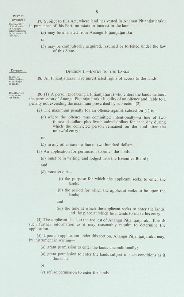 Pitjantjatjara Land Rights Act 1981 (SA), p8