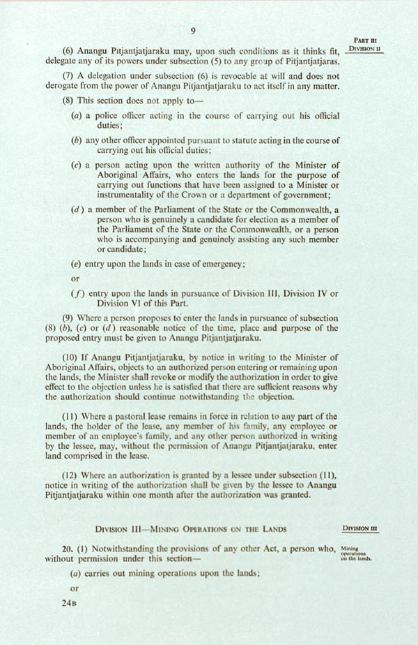 Pitjantjatjara Land Rights Act 1981 (SA), p9