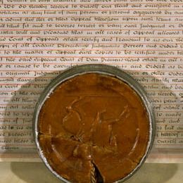 Detail of the wax seal used on the Charter of Justice 13 October 1823 (UK).