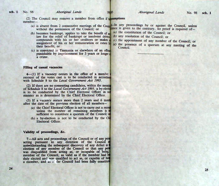 Aboriginal Lands Act 1995 (Tas), pp24-25