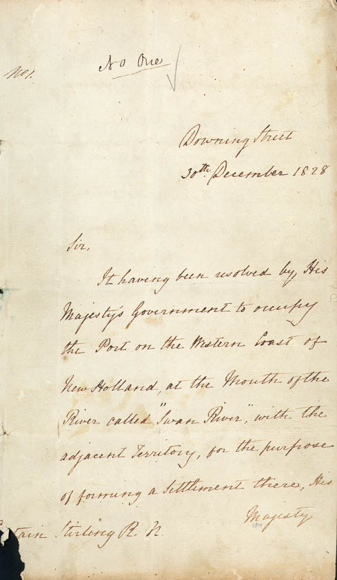 Lieutenant-Governor Stirling's Instructions 30 December 1828 (UK), p1