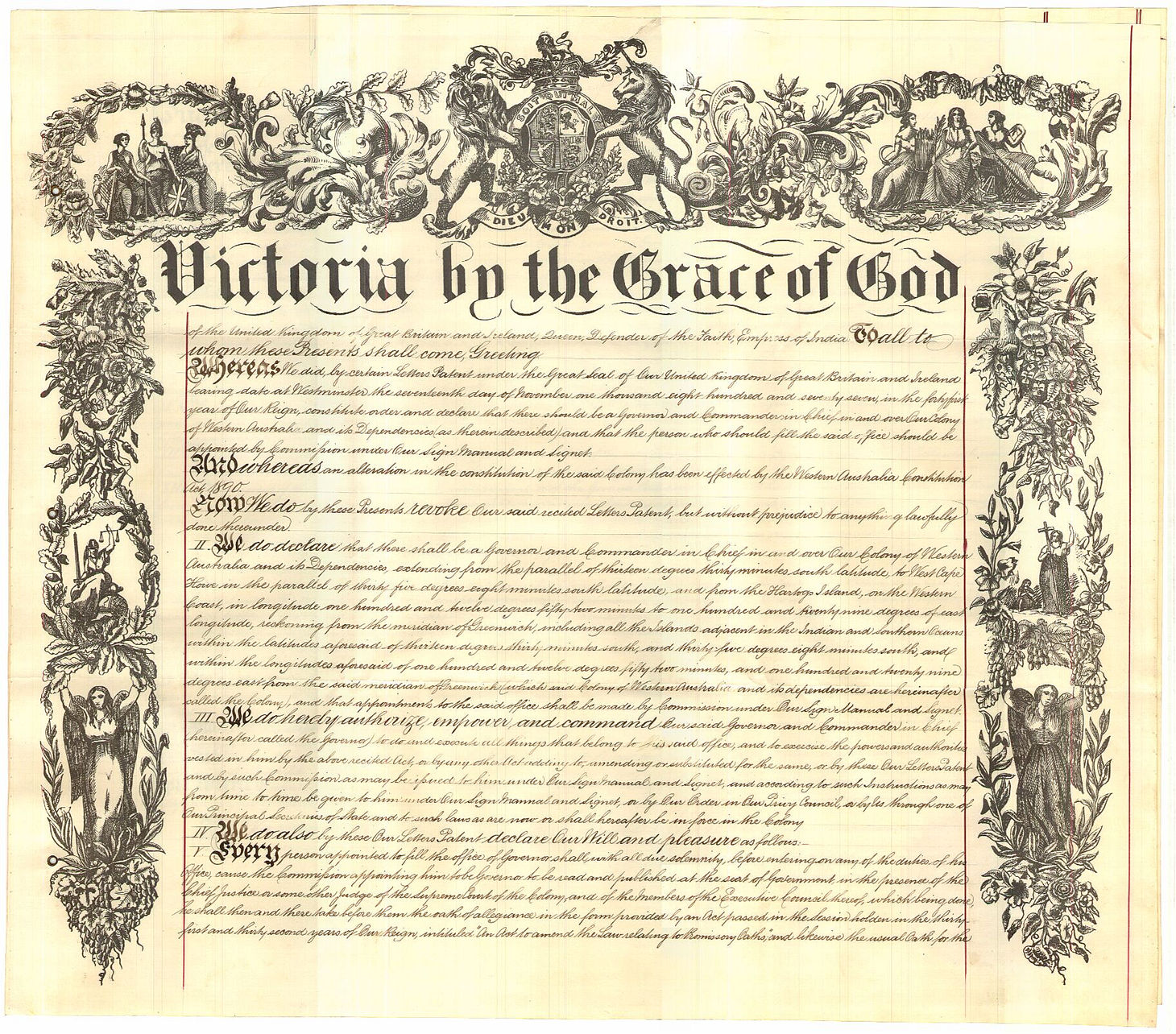 Letters Patent re Constitution 25 August 1890 (UK), p1
