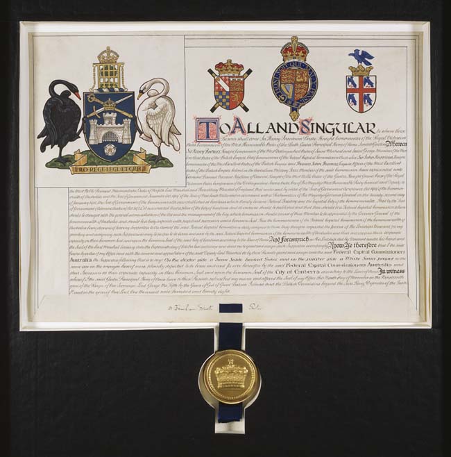 Grant of Supporters to the Arms of the Federal Capital Commission and the City of Canberra by the Royal College of Arms