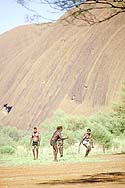 Pitjantjatjara dancers at the 'handback' of Uluru in 1984